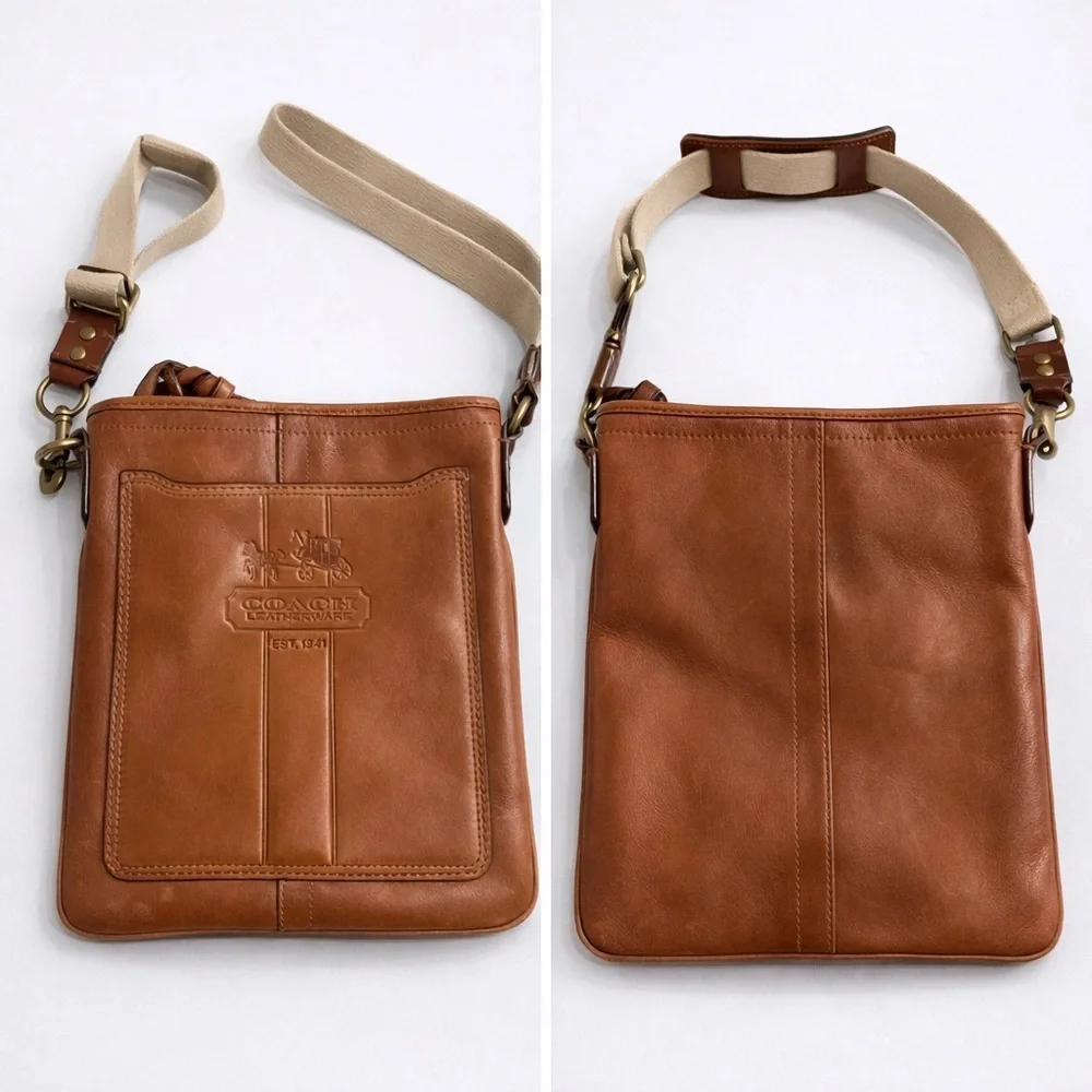 Coach Brown Leather Crossbody Bag | Classic Vintage Style | Adjustable Strap - Picture 1 of 7